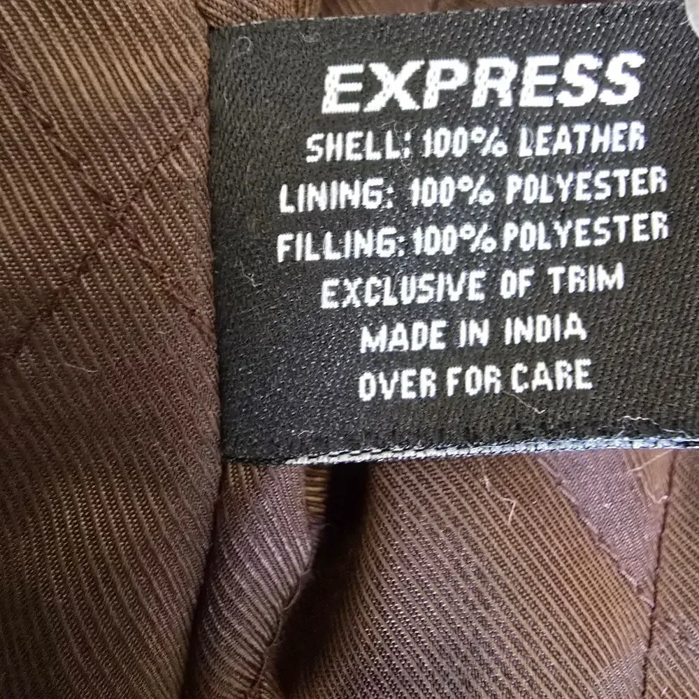 Express Genuine Leather Croc Embossed Brown Jacket Zip Size 14‎ Y2K 90s Western